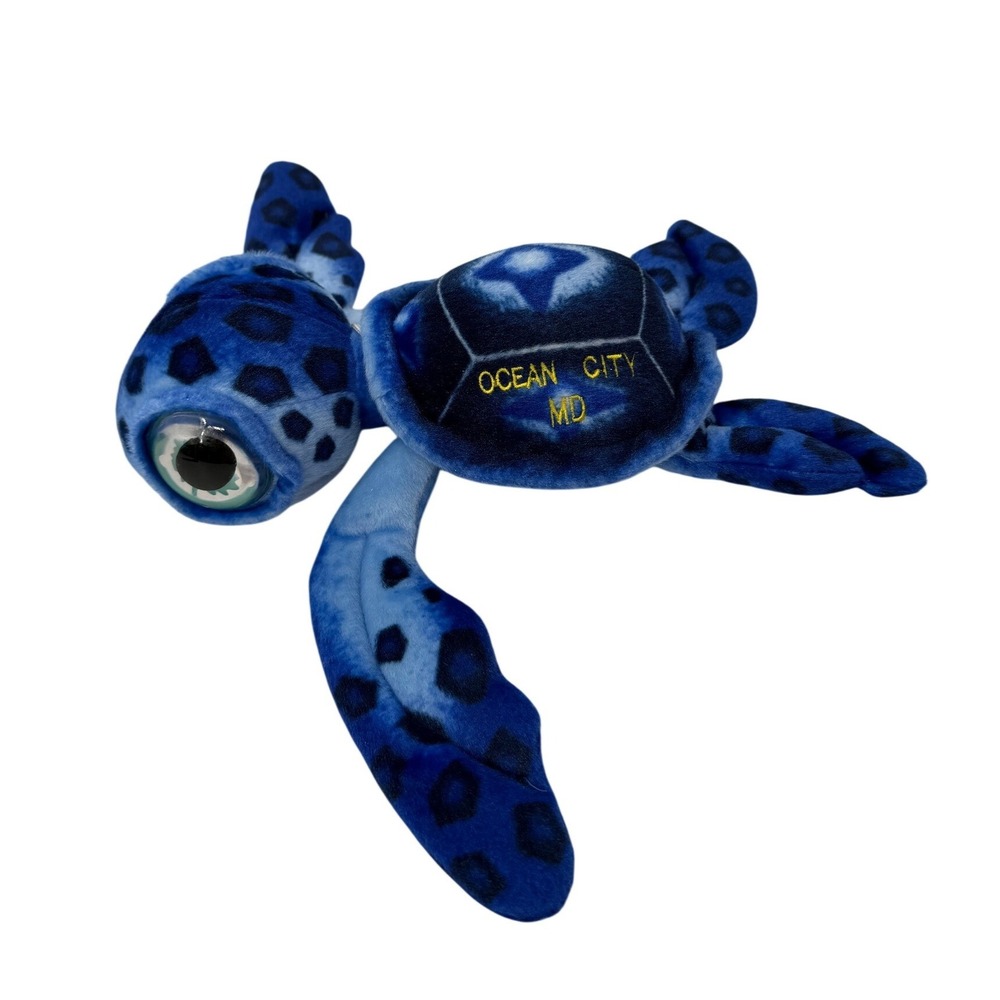 Ocean City MD Sea Turtle Plush Blue Spotted Stuffed Animal Souvenir Toy 11" Eye